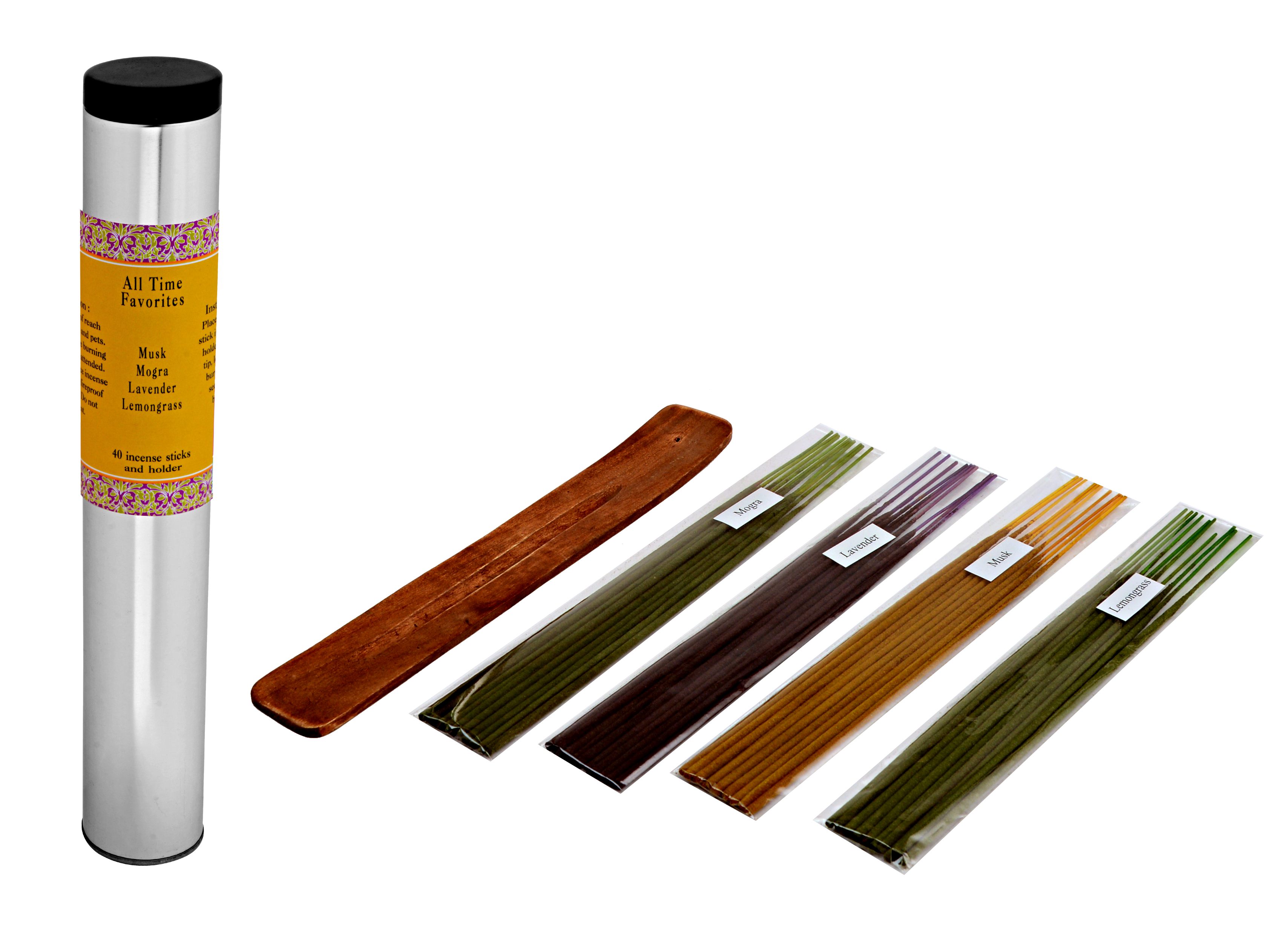 All Time Favorites-40 Incense Sticks Tin Can in a Decorative Tissue Bag (A-1027/D)